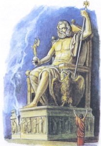Статуя зевса в Олимпии (рисунок современного художника)